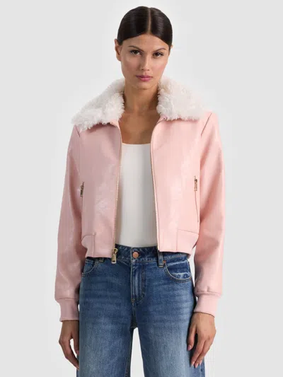 Alice And Olivia Willard Vegan Bomber In Pink