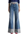 Alice And Olivia Wilson Reversed Seam Wide-leg Jeans In Blue