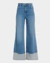 Alice And Olivia Wilson Reversed Seam Wide-leg Jeans In Blue