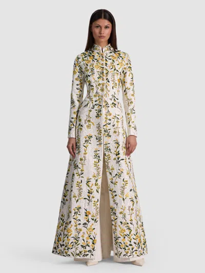 Alice And Olivia Winn Embellished Long Jacket In White