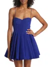 Alice And Olivia Adara Cotton Blend Bustier Minidress In Azure