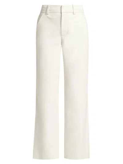 Alice And Olivia Alexander Faux Leather High Rise Slim Straight Ankle Trousers In White