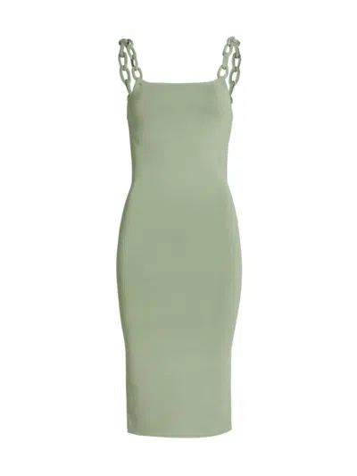 Alice And Olivia Women's Alina Knit Chain-strap Midi-dress In Sage