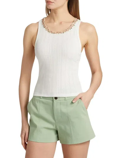 Alice And Olivia Women's Allen Pointelle Tank In White