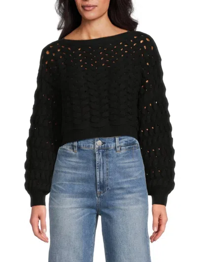 Alice And Olivia Women's Allene Cable Knit Cropped Sweater