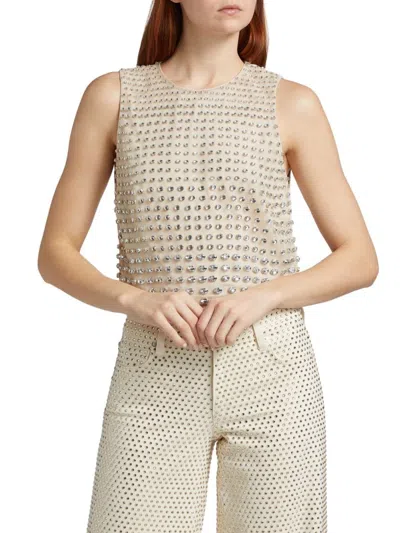 Alice And Olivia Women's Amal Embellished Boxy Tank In Neutral