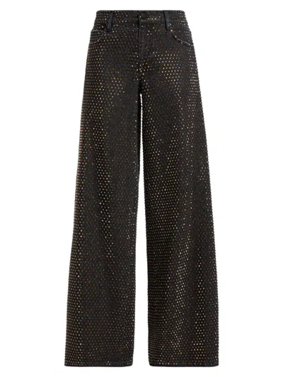 Alice And Olivia Women's Amazing Embellished Low-rise Baggy Jeans In Brown