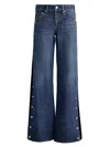 Alice And Olivia Amazing Low Rise Wide Leg Snap Trim Jeans In Cambria Vintage