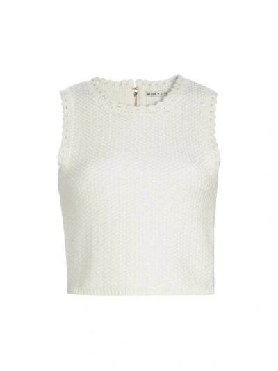 Alice And Olivia Amity Scalloped Tank In Soft White