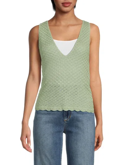 ALICE AND OLIVIA WOMEN'S ANNALISE POINTELLE KNIT TANK
