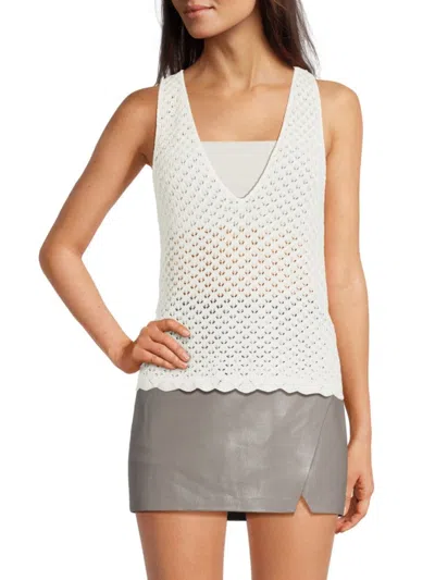 Alice And Olivia Women's Annalise Pointelle Knit Tank In White