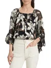 Alice And Olivia Women's Ardelia Floral Off-the-shoulder Blouse In Black