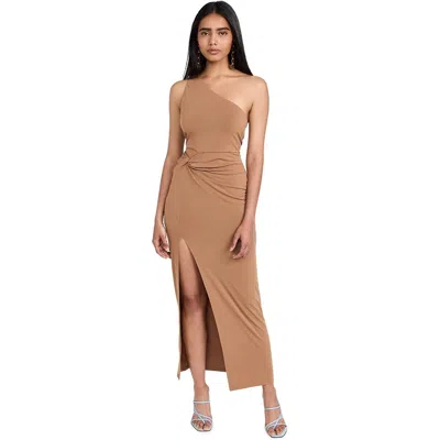 Alice And Olivia Women's Ashby Front Twist Hip Cutout Dress In Brown