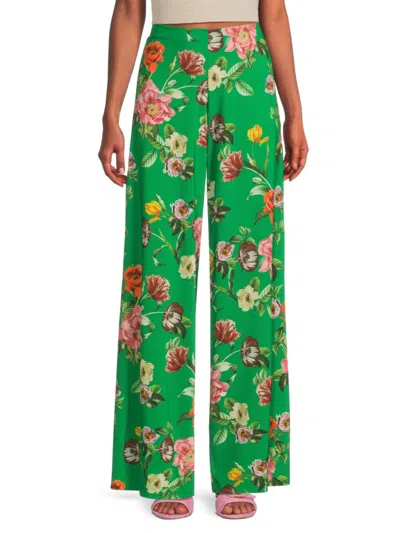 Alice And Olivia Women's Athena Floral Wide-leg Pants In Green
