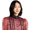ALICE AND OLIVIA WOMEN BETTINA TOP ALLURE MEDALLION RED PRINT POLYESTER SHIRT