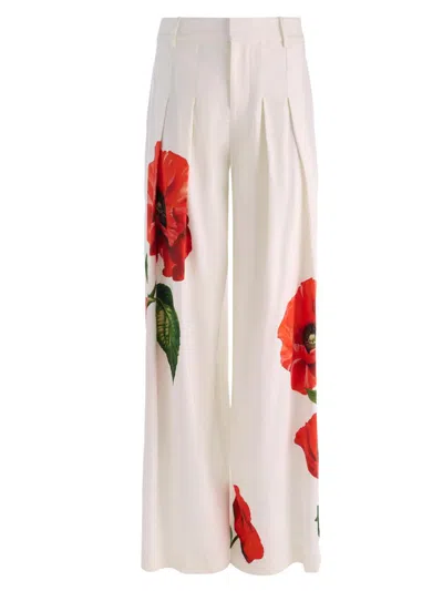 Alice And Olivia Blaire High-rise Pleated Trousers In White
