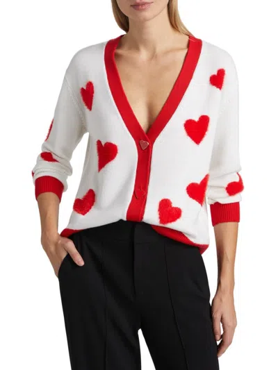Alice And Olivia Women's Bradley Heart Embroidered Cardigan