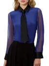 Alice And Olivia Brady Slim Button Down With Tie In Blue
