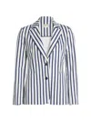 Alice And Olivia Breann Striped Blazer In Admiral Stripe Indigo