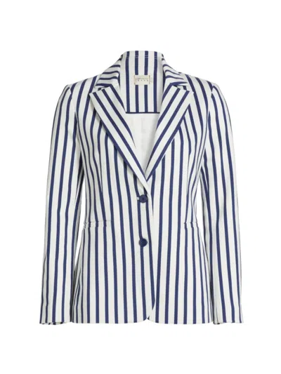 Alice And Olivia Breann Striped Blazer In Admiral Stripe Indigo