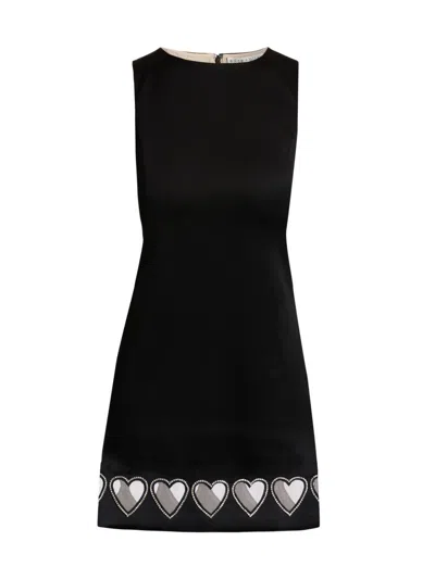 Alice And Olivia Crystal-embellished Heart-cut-out Dress In Black