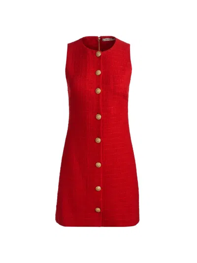 Alice And Olivia Cade Button Front Sleeveless Dress In Red