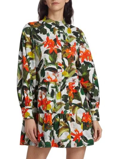 Alice And Olivia Women's Cailin Tropical Mini Dress In Green