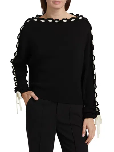 Alice And Olivia Women's Calandra Woven Sweater In Black