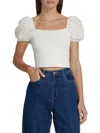 ALICE AND OLIVIA WOMEN'S CALEY CROCHET PUFF SLEEVE TOP