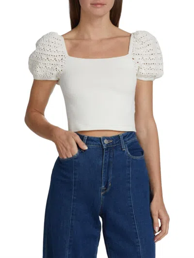 Alice And Olivia Caley Crop Top In White