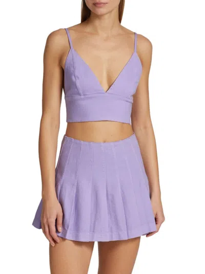 Alice And Olivia Women's Carli Denim Crop Top In Purple