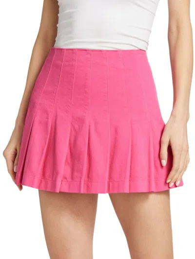 Alice And Olivia Women's Carter Pleated Denim Skirt In Candy