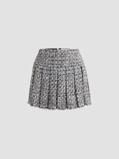 Alice And Olivia Emilie Frayed Box Pleat Mini Skirt In Gray