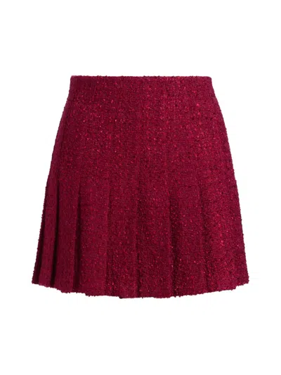 Alice And Olivia Women's Carter Stitch Wool-blend Pleated Miniskirt In Red