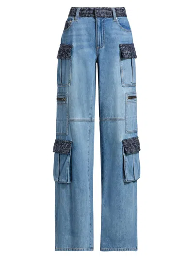 Alice And Olivia Women's Cay Baggy Denim Cargo Jeans In Blue