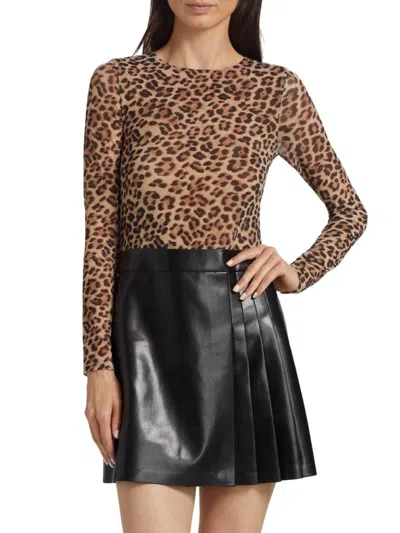 Alice And Olivia Women's Chara Pieced Pleated Minidress In Animal Print