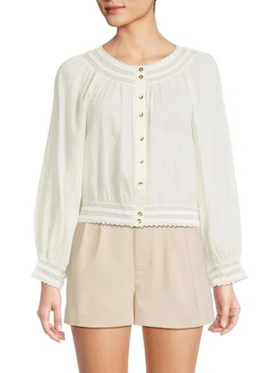 Alice And Olivia Women's Cherelle Button-front Peasant Blouse In White