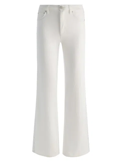 Alice And Olivia Women's Chic High-rise Embellished Striped Jeans In White
