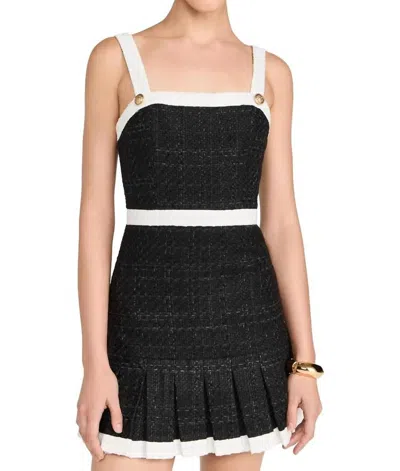 Alice And Olivia Women's Clarine Square Pleated Mini Dress In Black/off White In Multi