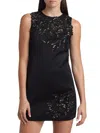 Alice And Olivia Clyde Embellished A-line Dress In Black Gunmetal