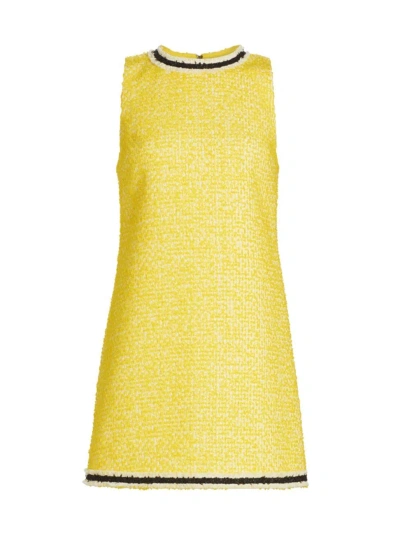 Alice And Olivia Women's Coley Metallic Tweed Mini Shift Dress In Happy Yellow
