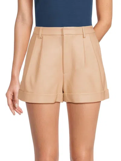 Alice And Olivia Women's Conry High Rise Leather Shorts In Almond