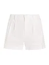 Alice And Olivia Women's Conry Pleated Linen-blend Shorts In Off White