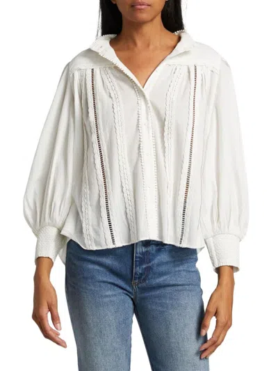 Alice And Olivia Women's Cora Cotton Button-front Blouse In White