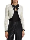 Alice And Olivia Women's Dannie Bow Knit Cropped Cardigan In White