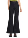 Alice And Olivia Women's Dark Wash Wide Leg Jeans In Black