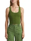 Alice And Olivia Daryn Button Through Cropped Tank In Avocado