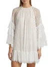 Alice And Olivia Women's Delia Lace Ruffled Tunic Minidress In White
