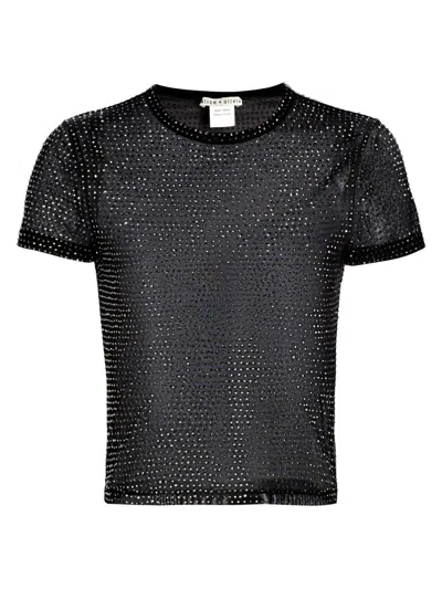 Alice And Olivia Women's Denim Capsule Tess Crystal-embellished T-shirt In Black