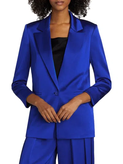 Alice And Olivia Women's Denny Satin Single-breasted Blazer In Blue